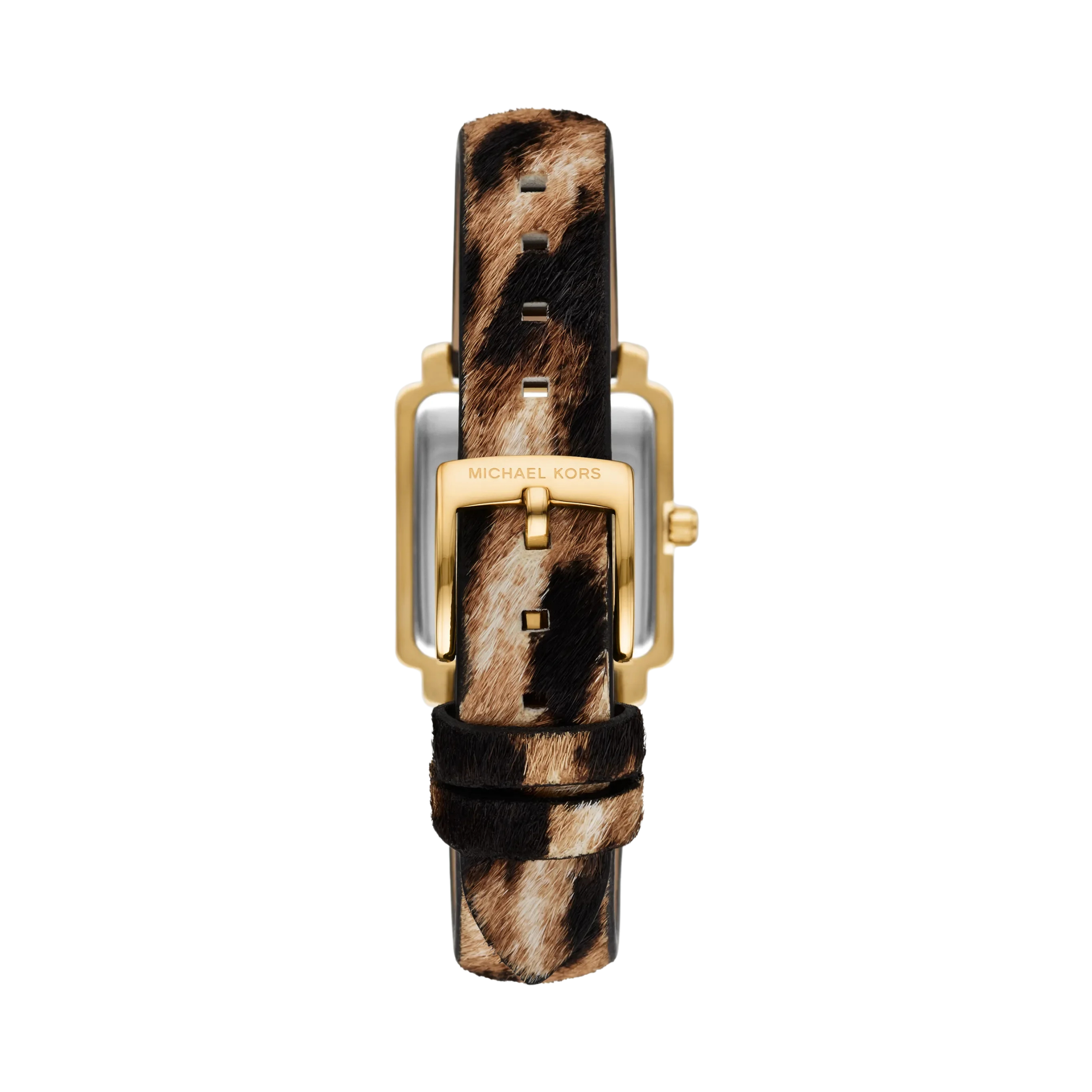 Michael Kors Women Petite Gwynn Pave Gold Tone and Leopard Print Calf Hair Strap Watch - Gold