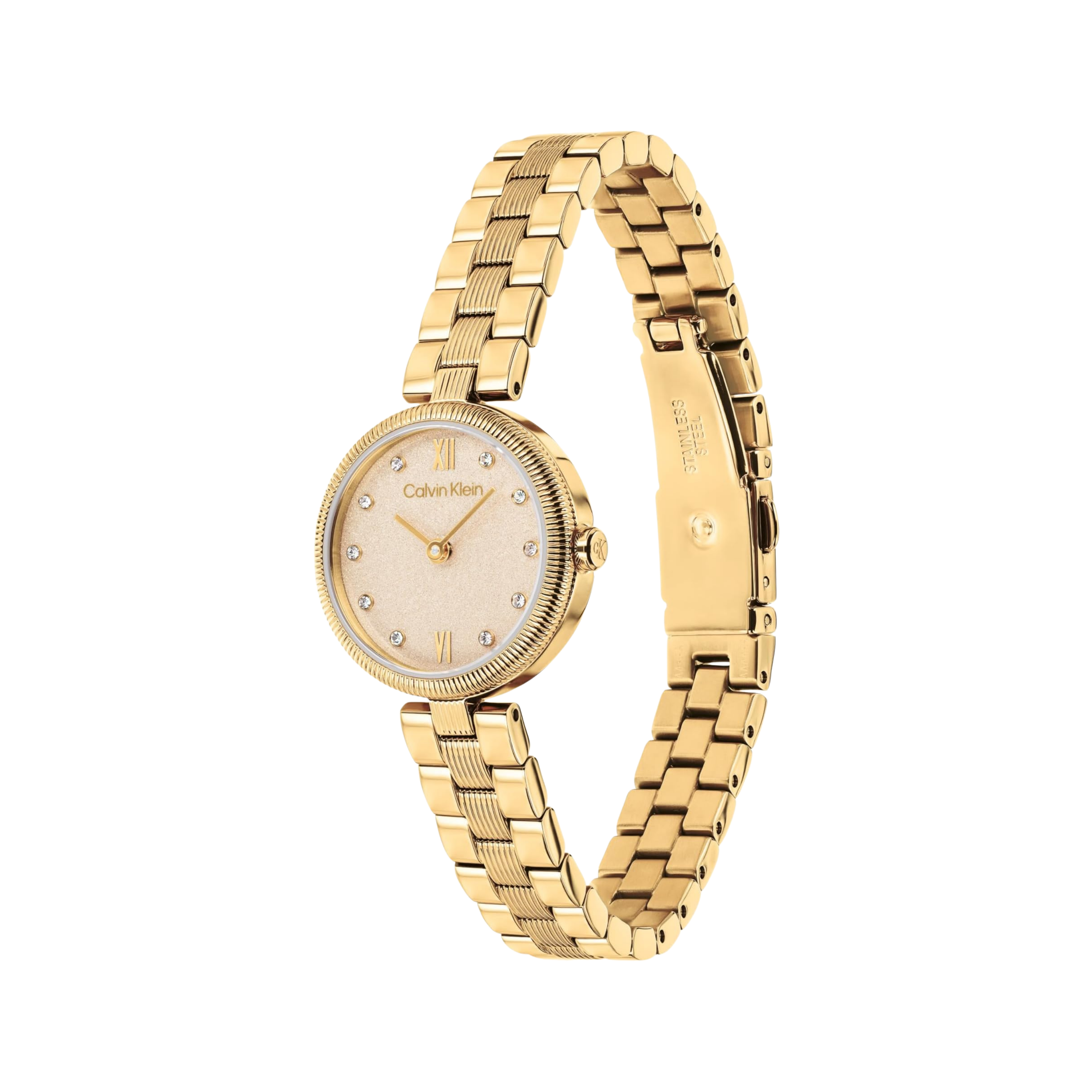 Calvin Klein Women Gleam Two Hand Quartz Watch - Gold Plated Shimmer