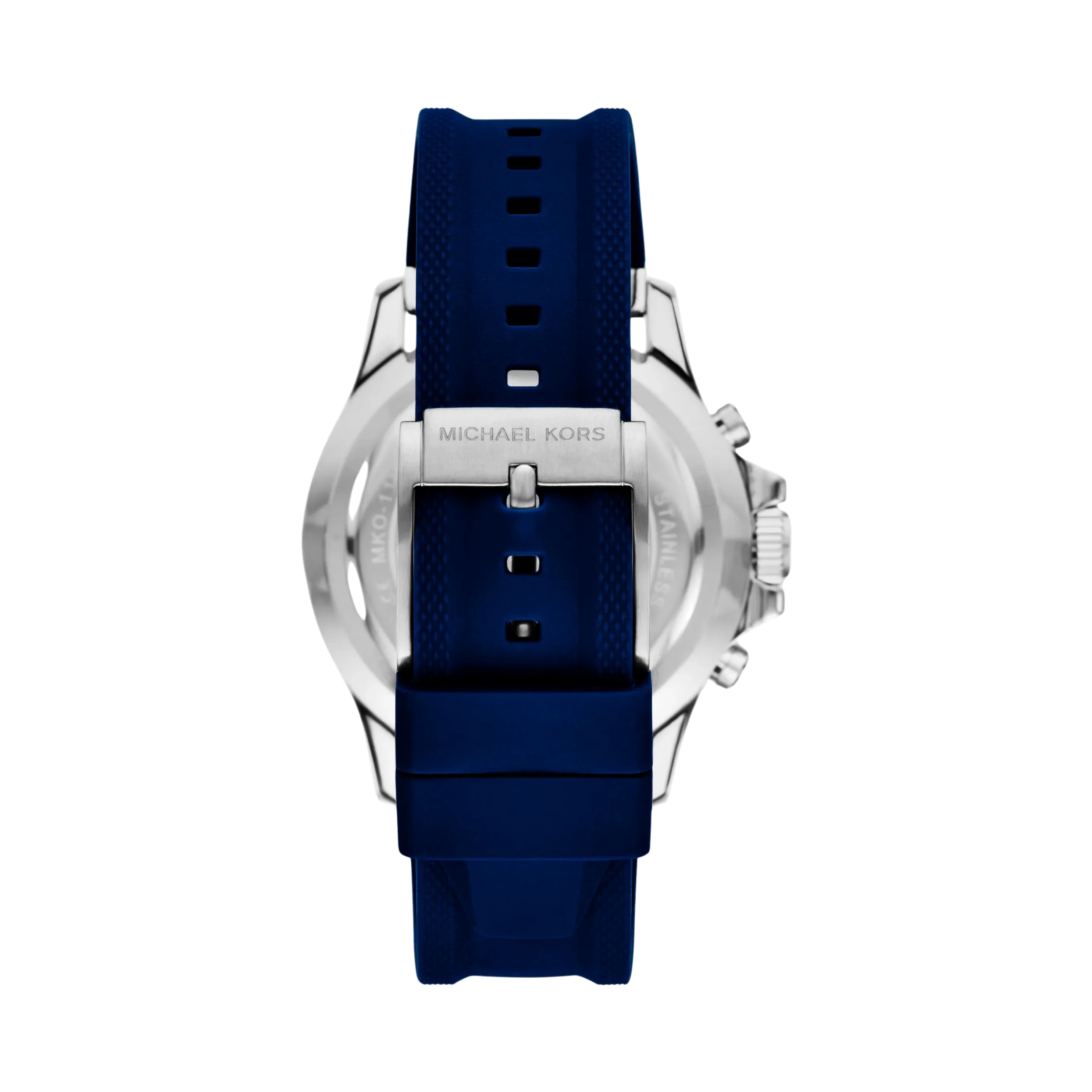 Michael Kors Men Oversized Everest Silver Tone and Silicone Watch - Navy