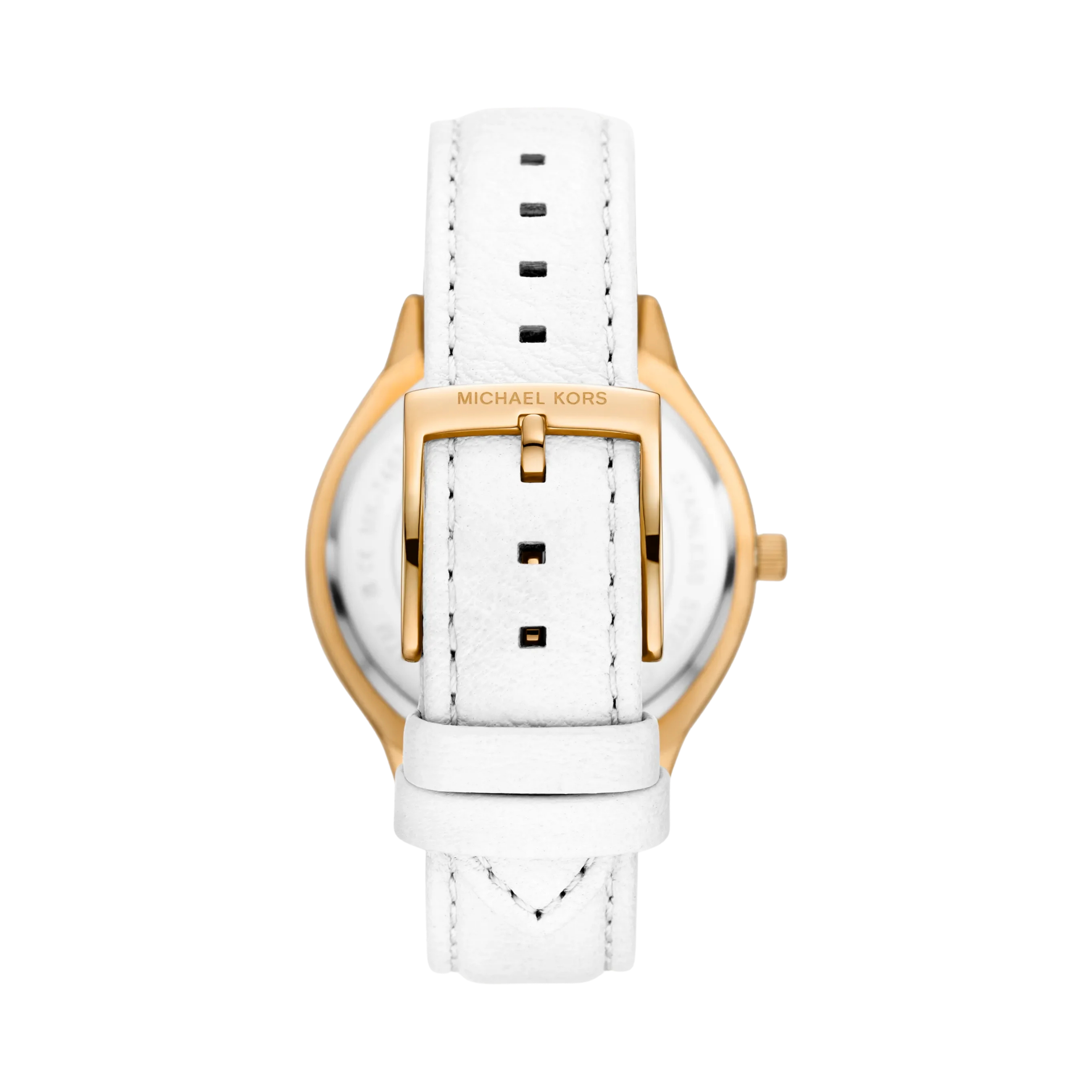 Michael Kors Women Slim Runway Gold Tone and Leather Watch - Optic White