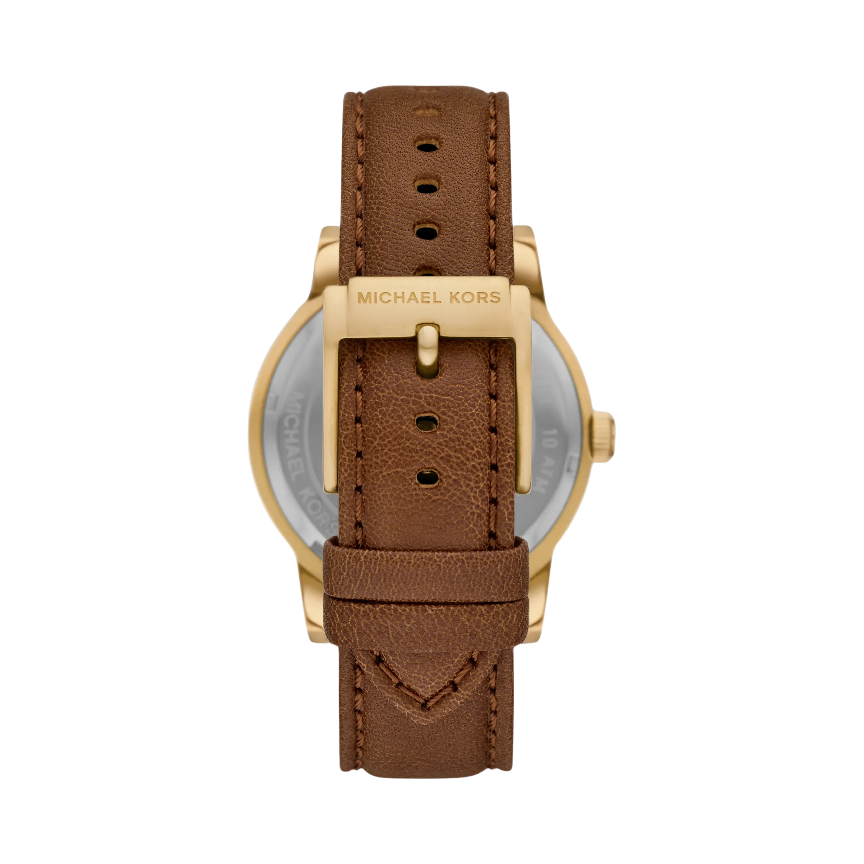 Michael Kors Men Oversized Hutton Gold Tone and Leather Watch - Luggage Gold