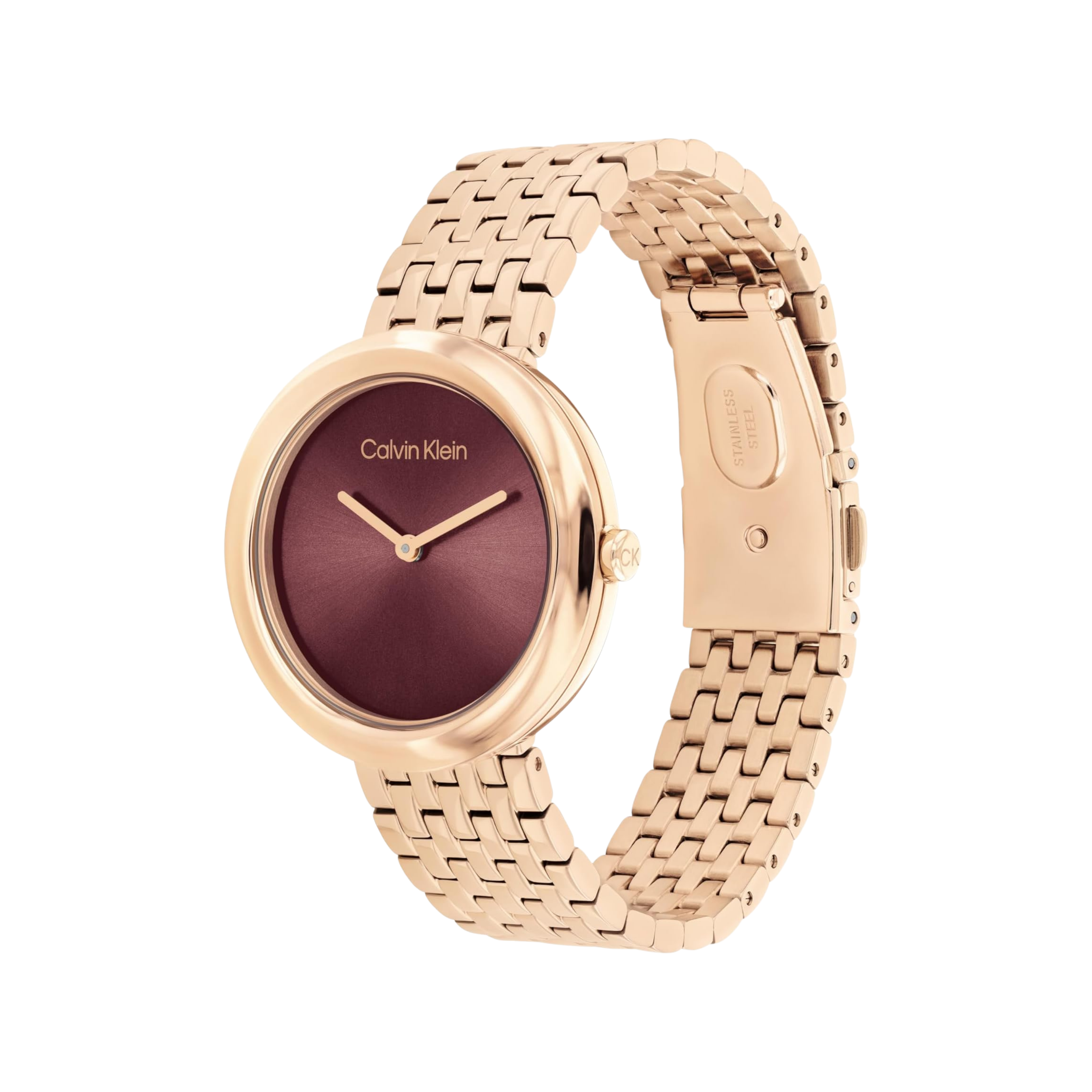 Calvin Klein Women Twisted Bezel Stainless Steel Watch - Mauve