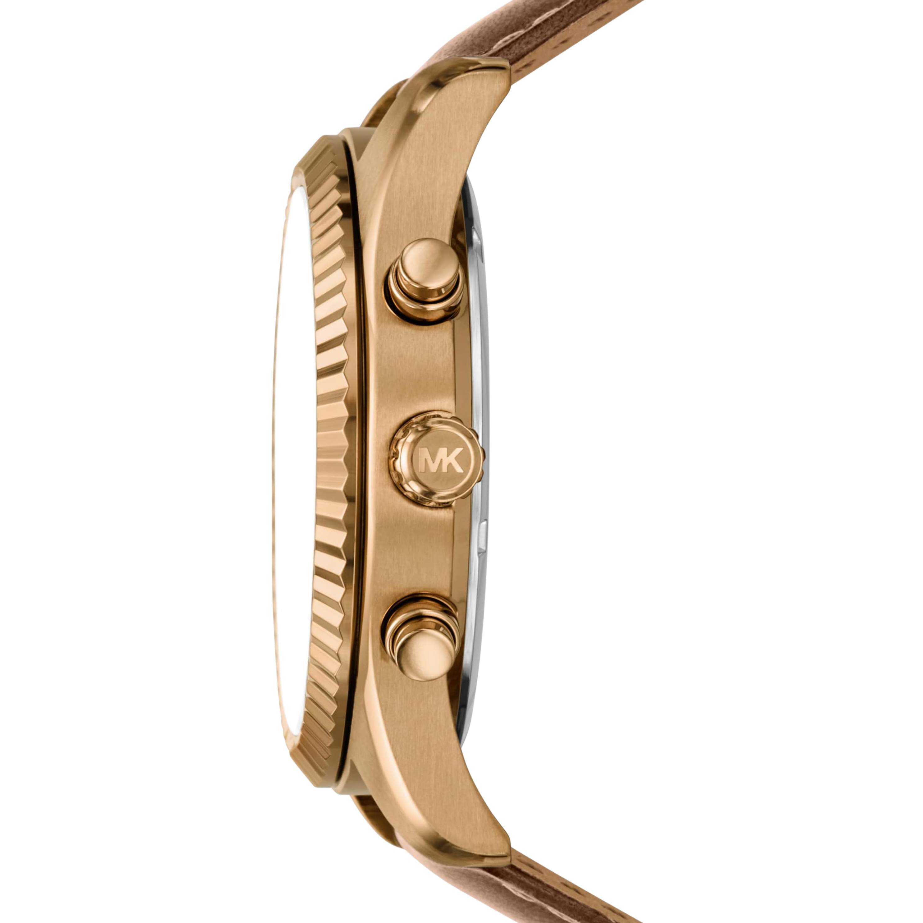 Michael Kors Men Lexington Leather Watch - Beige Gold Brown