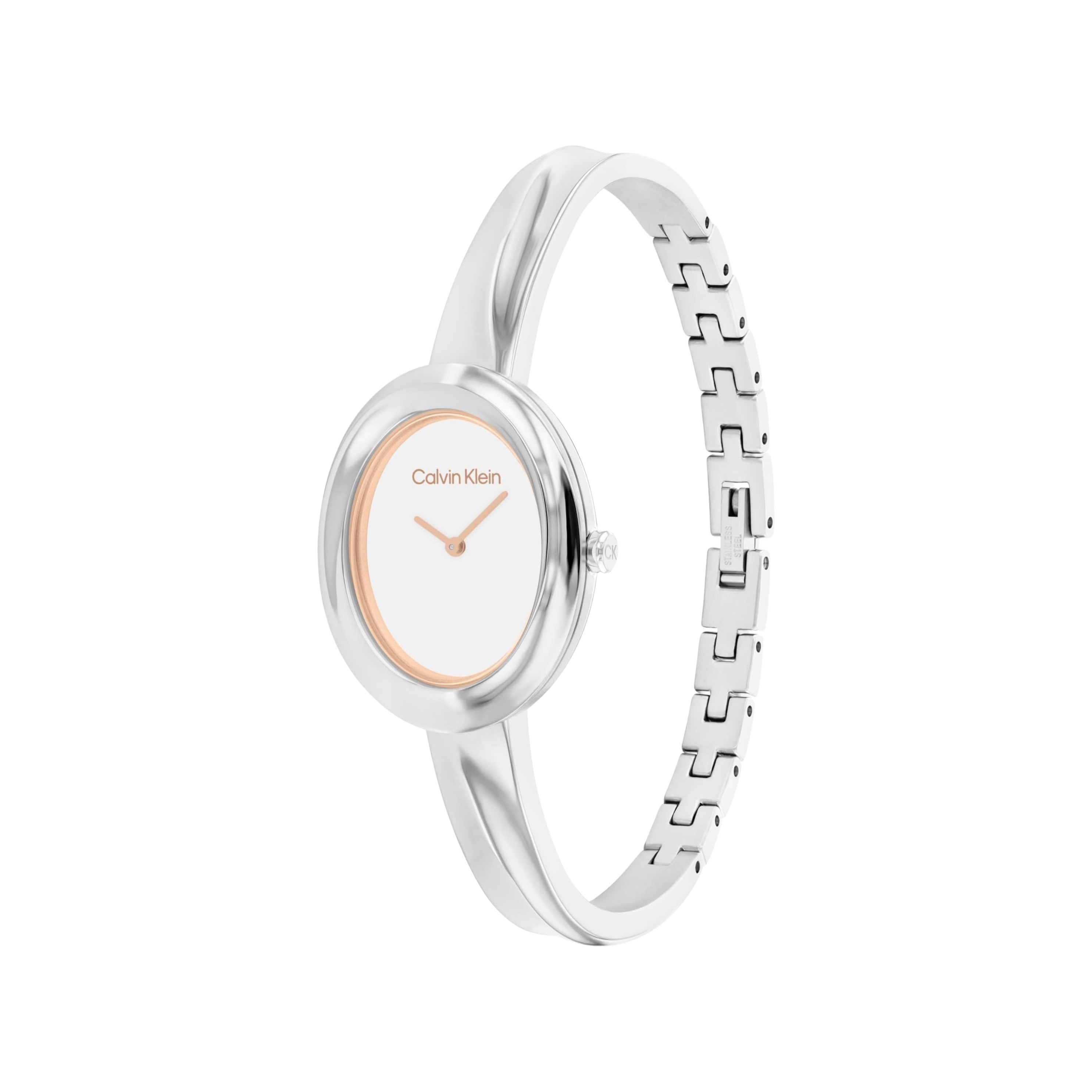 Calvin Klein Women Twisted Bezel 2H Quartz Watch - Silver