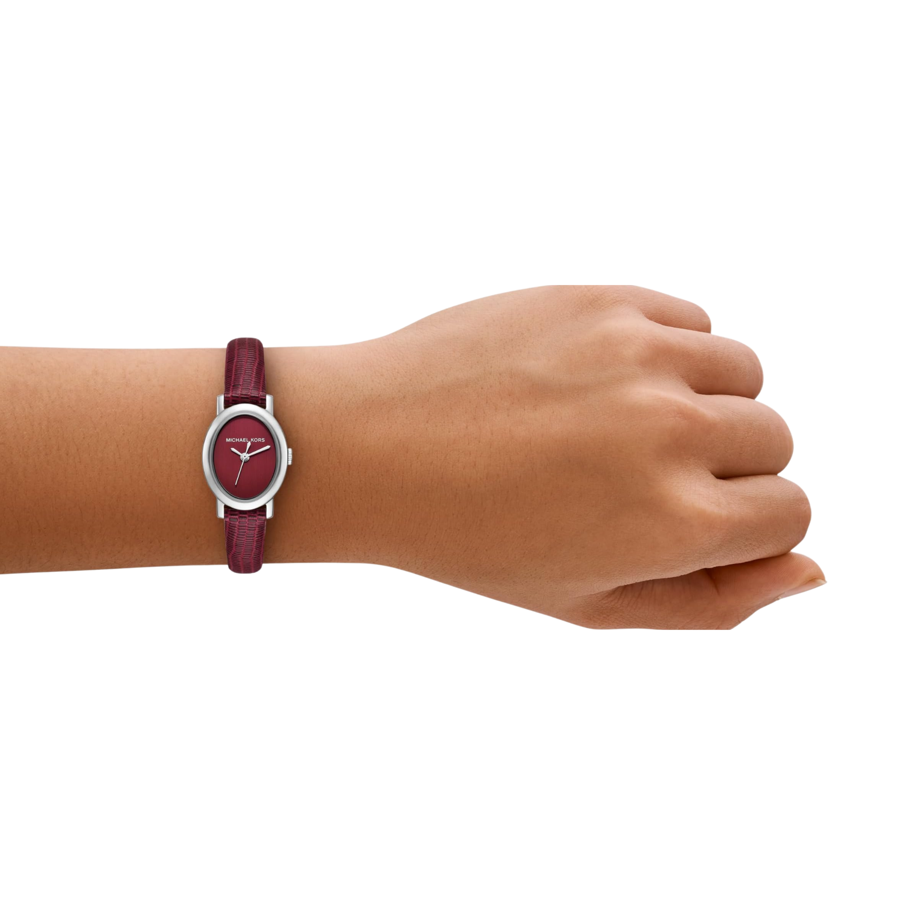 Michael Kors Women Maude Three Hand Leather Watch - Oxblood