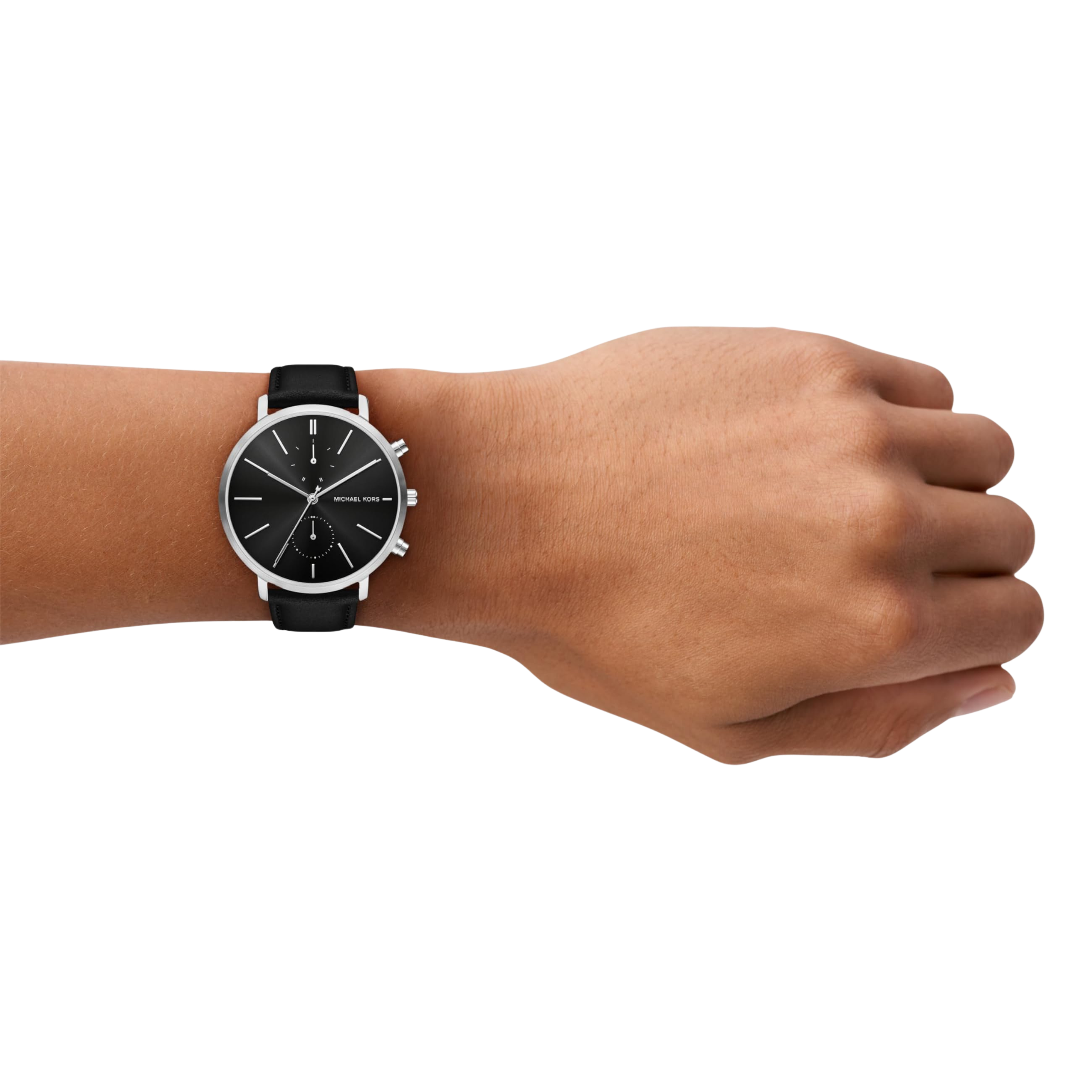 Michael Kors Men Blake Leather Watch - Silver Black