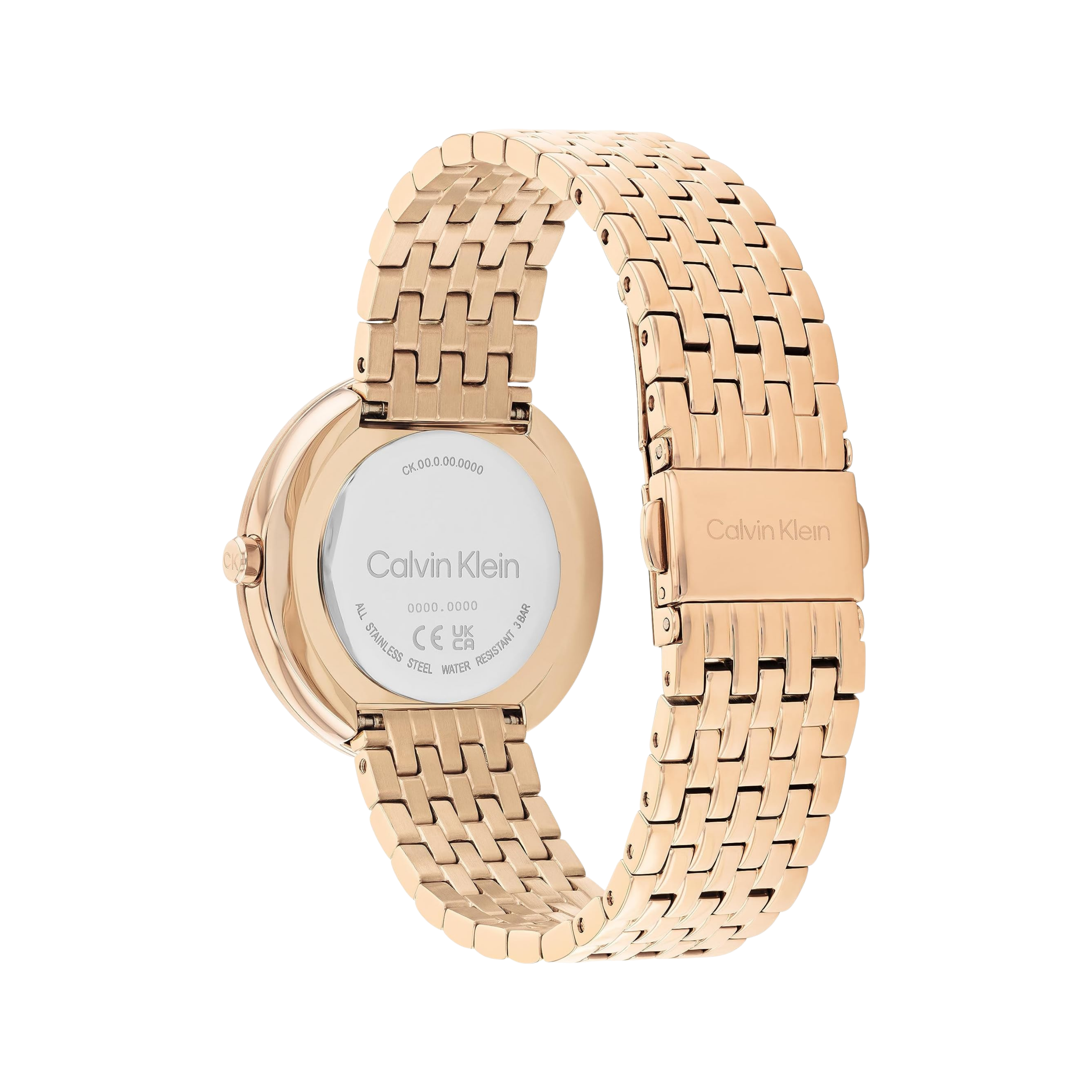 Calvin Klein Women Twisted Bezel Stainless Steel Watch - White Carnation Gold