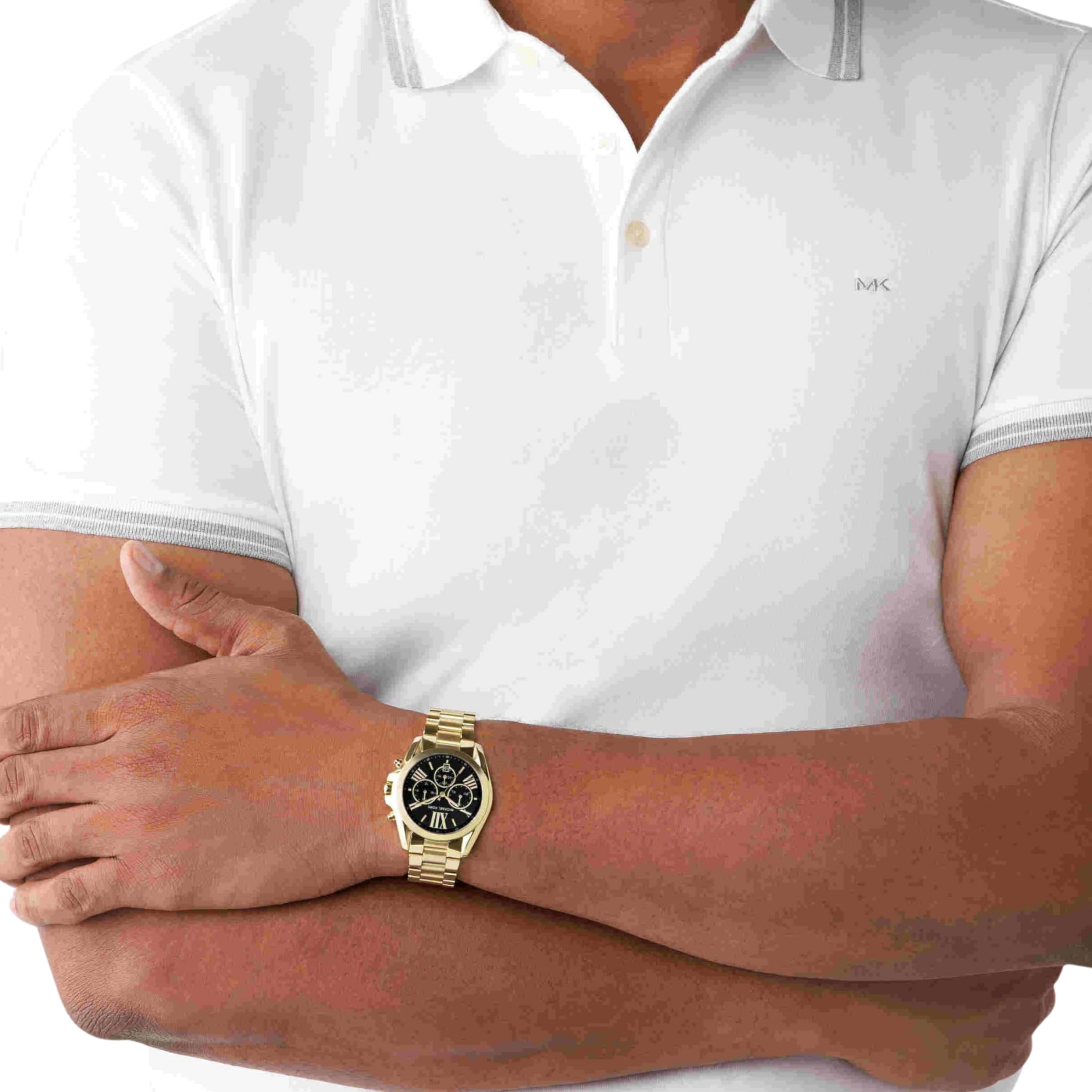 Michael Kors Men Bradshaw Stainless Steel Chronograph Watch - Gold Black Dial