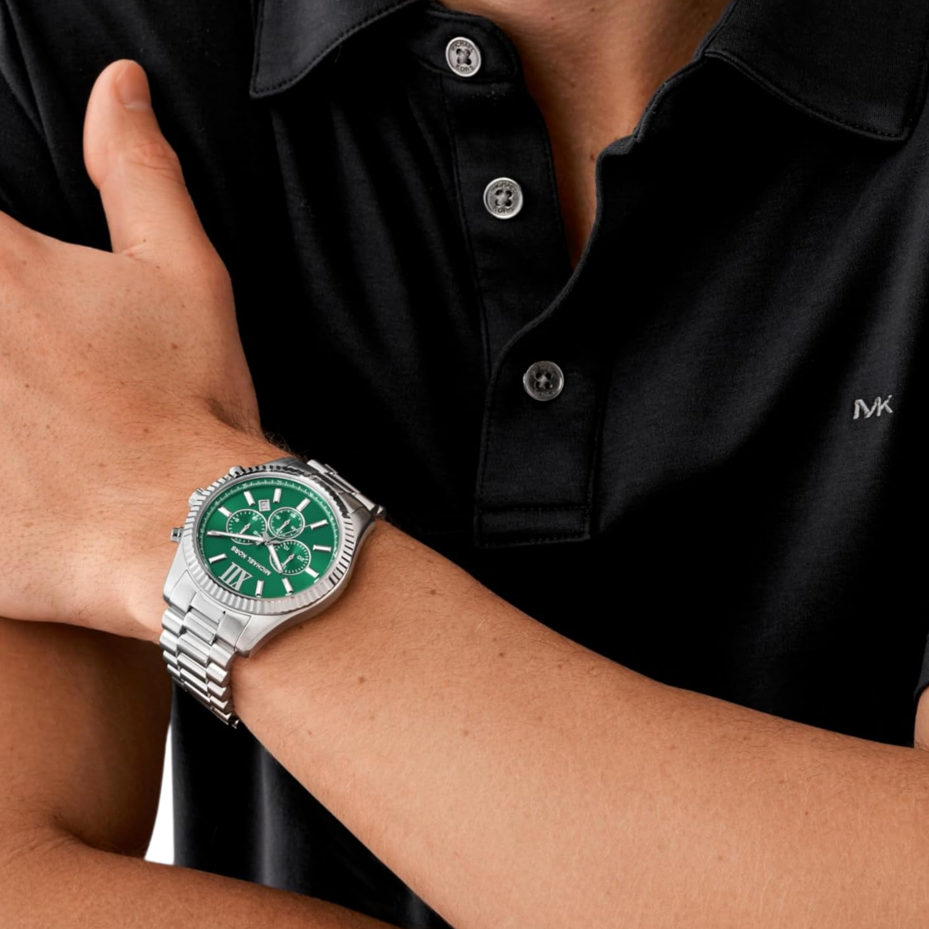 Michael Kors Men Lexington Stainless Steel Bracelet Watch - Silver Green