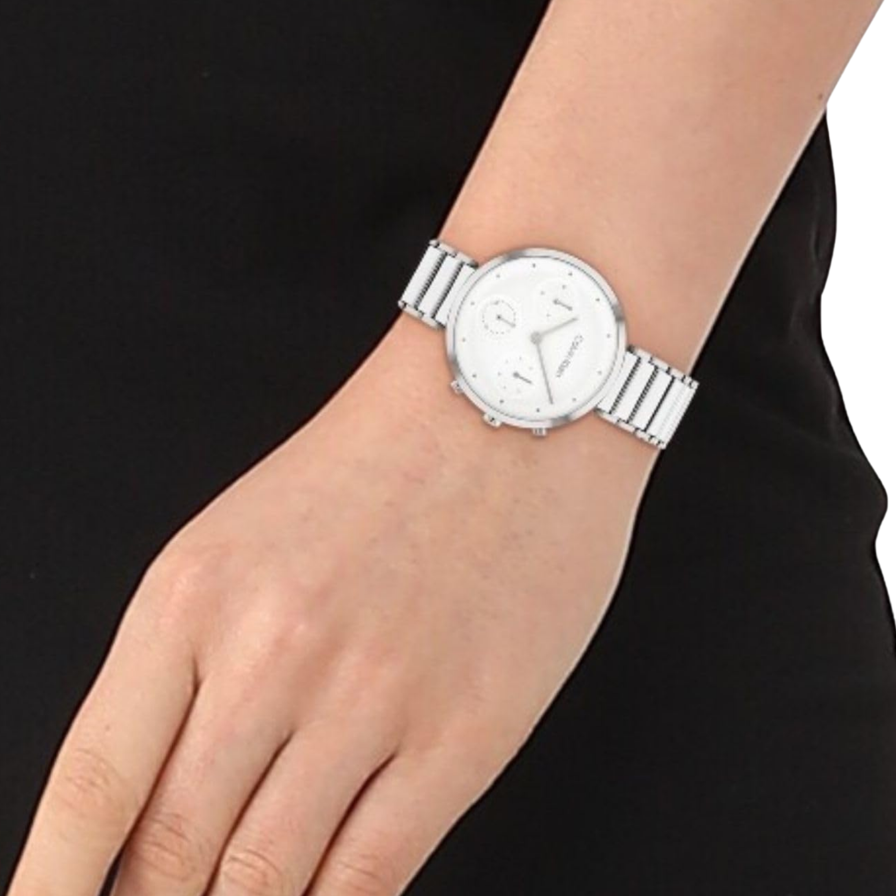 Calvin Klein Women Radiant Minimalistic T Bar Watch - White Silver
