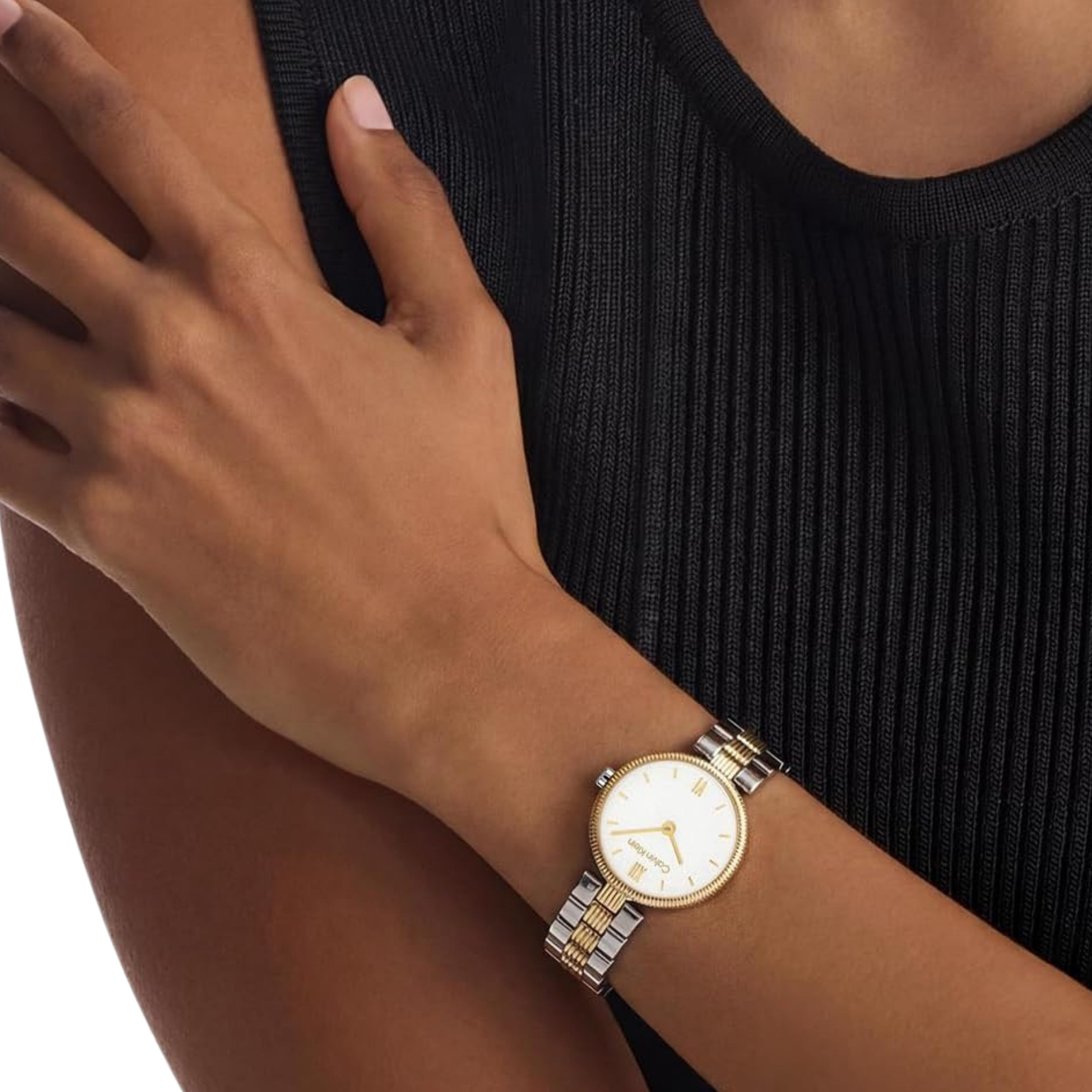 Calvin Klein Women Gleam Two Hand Quartz Watch - White Shimmer
