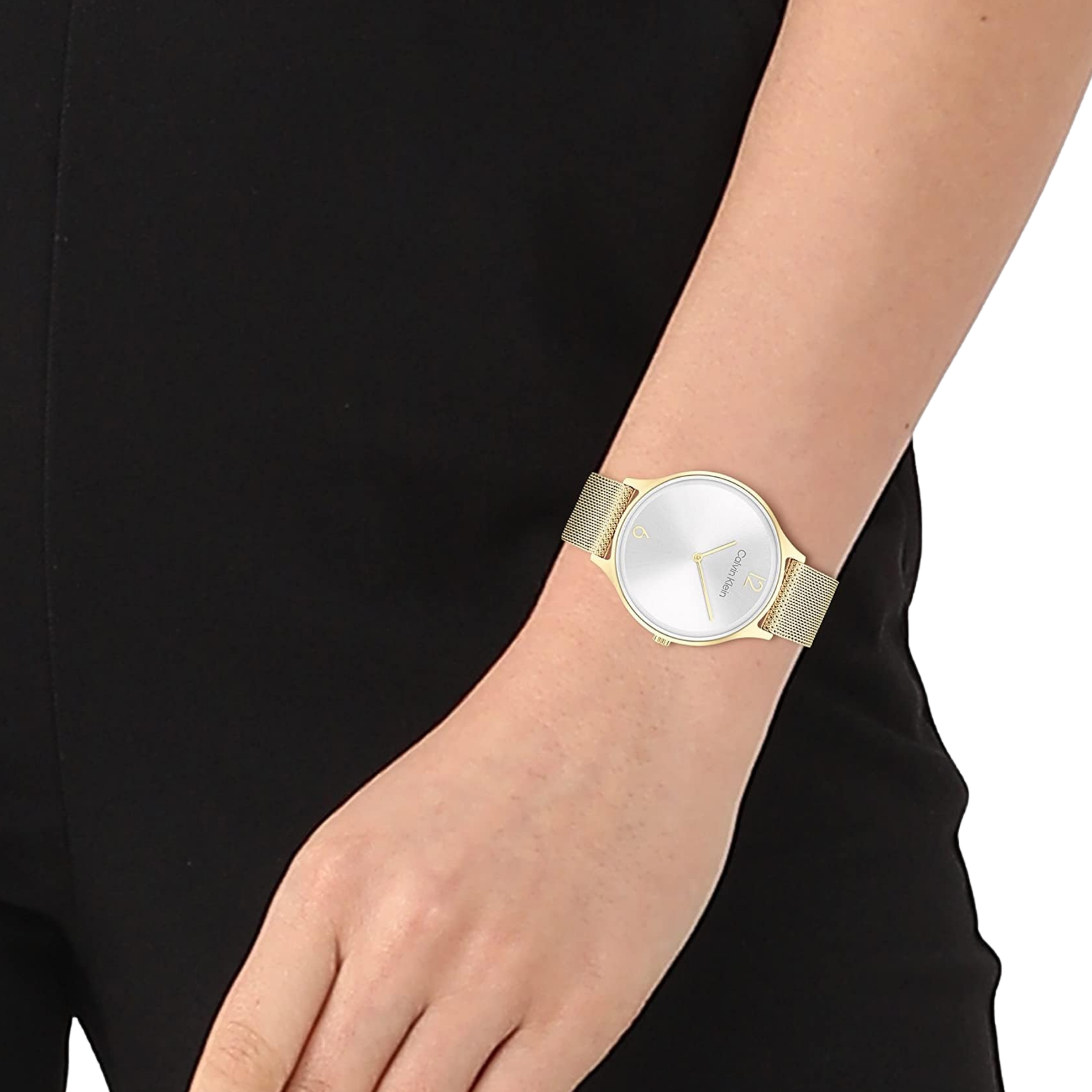 Calvin Klein Women Timeless Mesh Watch - White Gold