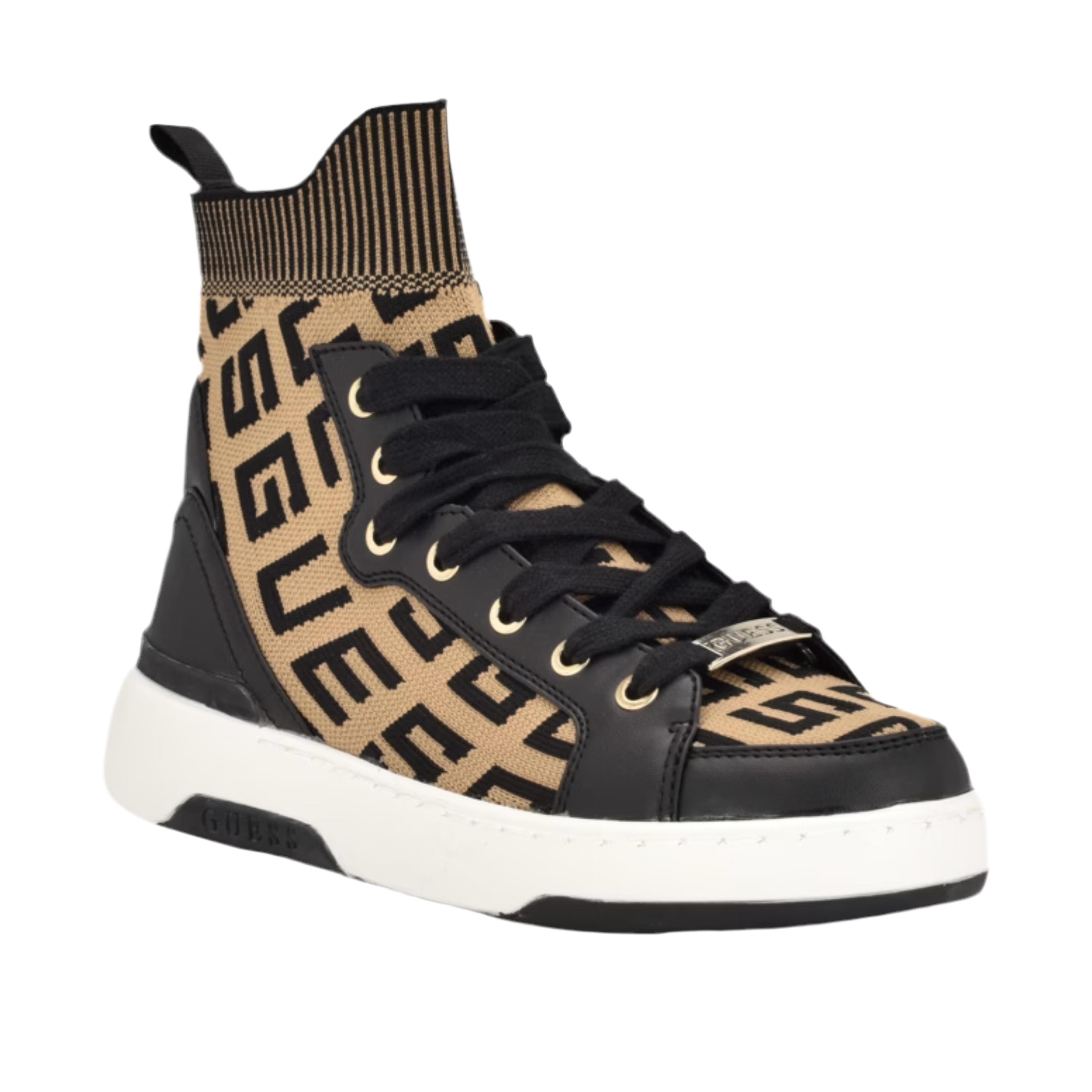 Guess Women Mannen Logo Knit High-Top Sneakers - Brown