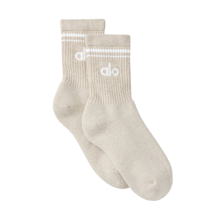 Alo Half-Crew Throwback Sock - Oatmeal Heather White