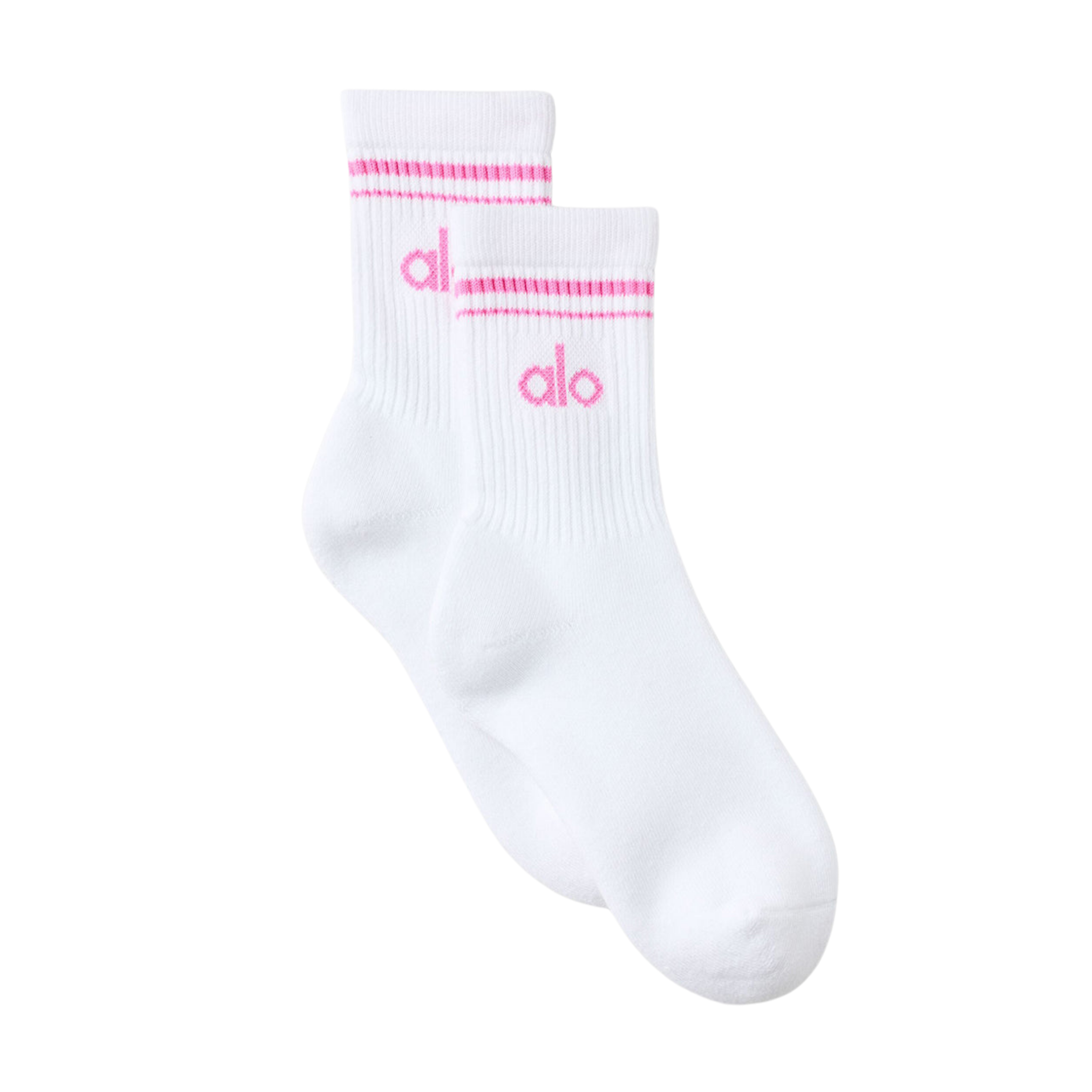 Alo Half-Crew Throwback Sock - White Paradise Pink
