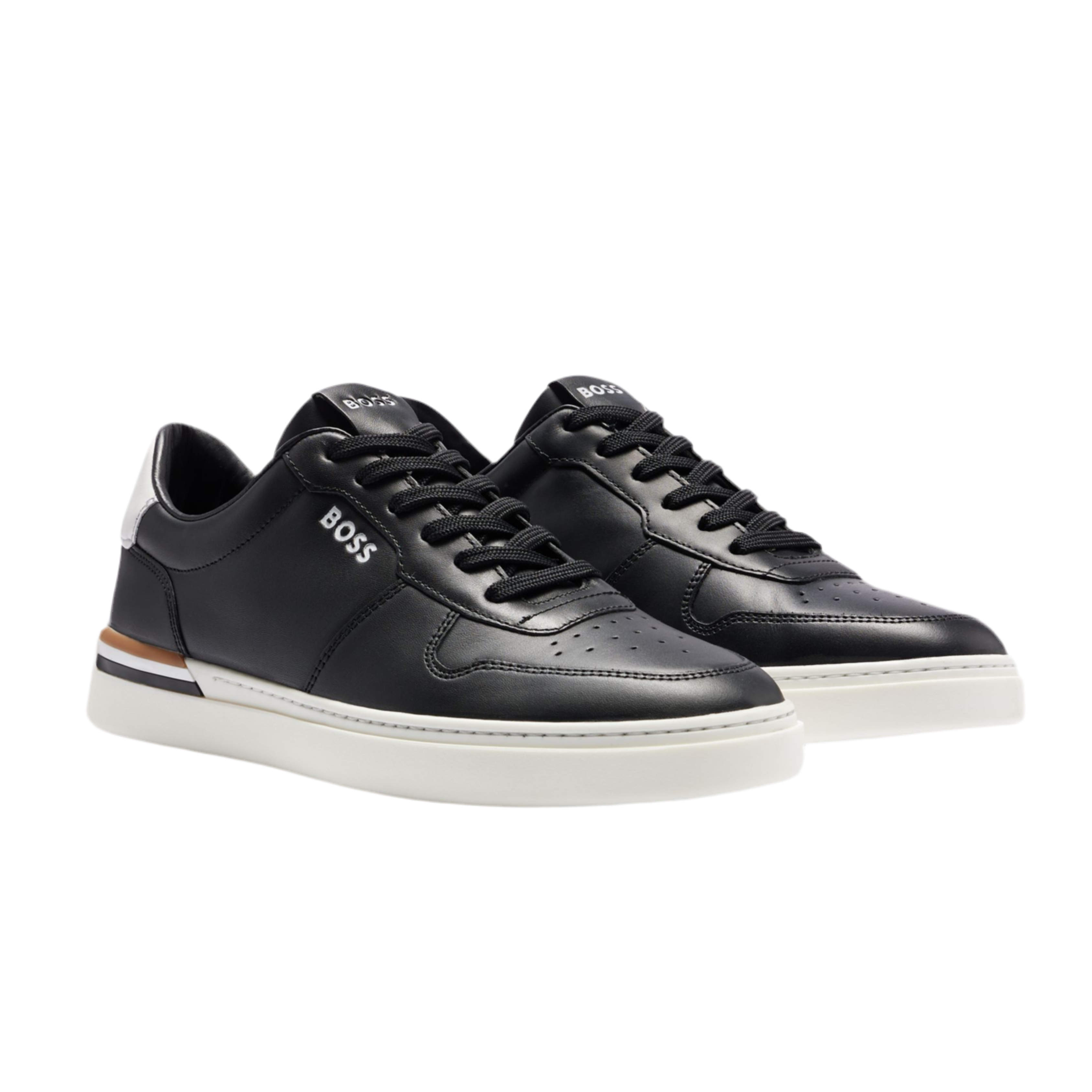 Hugo Boss Men Leather Cupsole Trainers - Black