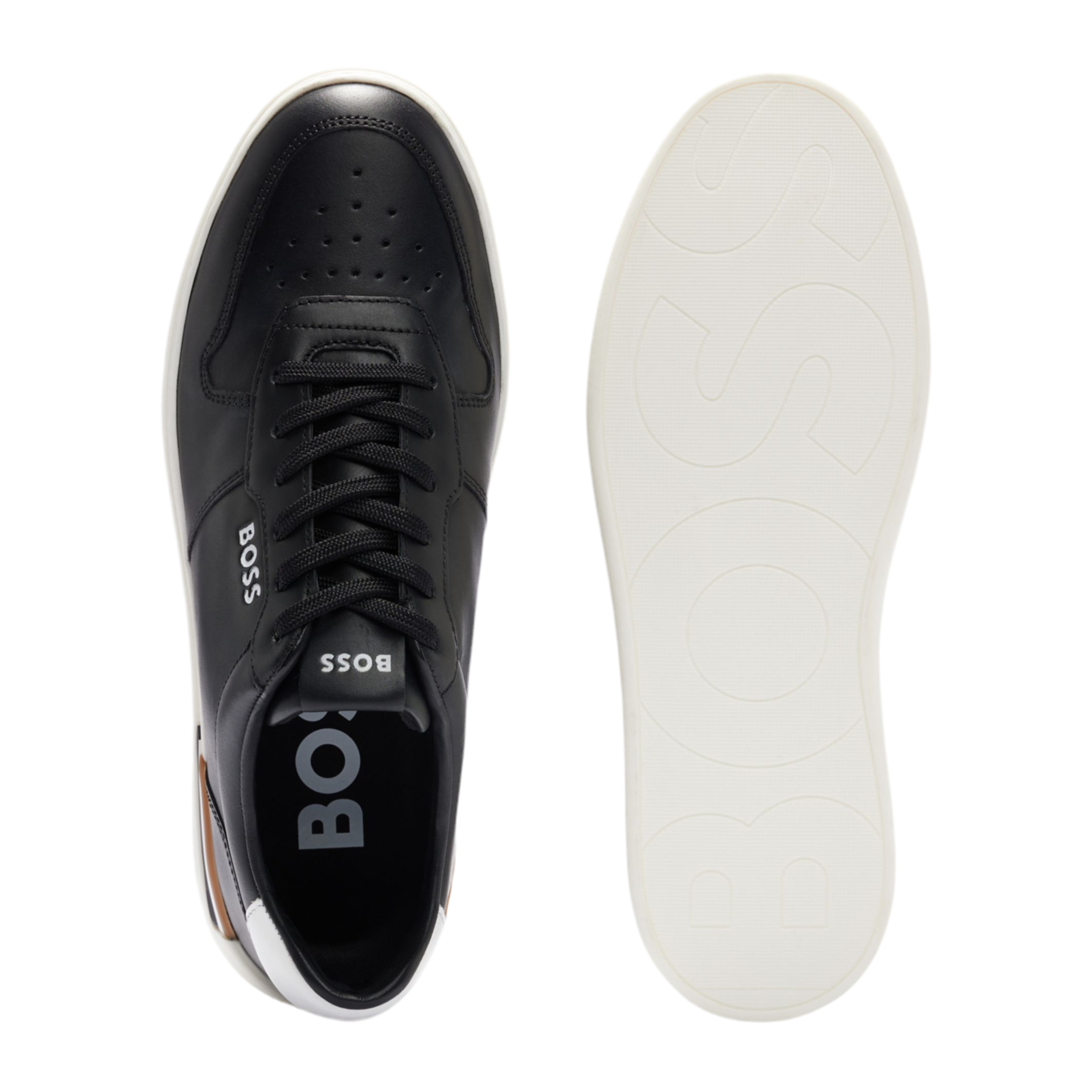 Hugo Boss Men Leather Cupsole Trainers - Black