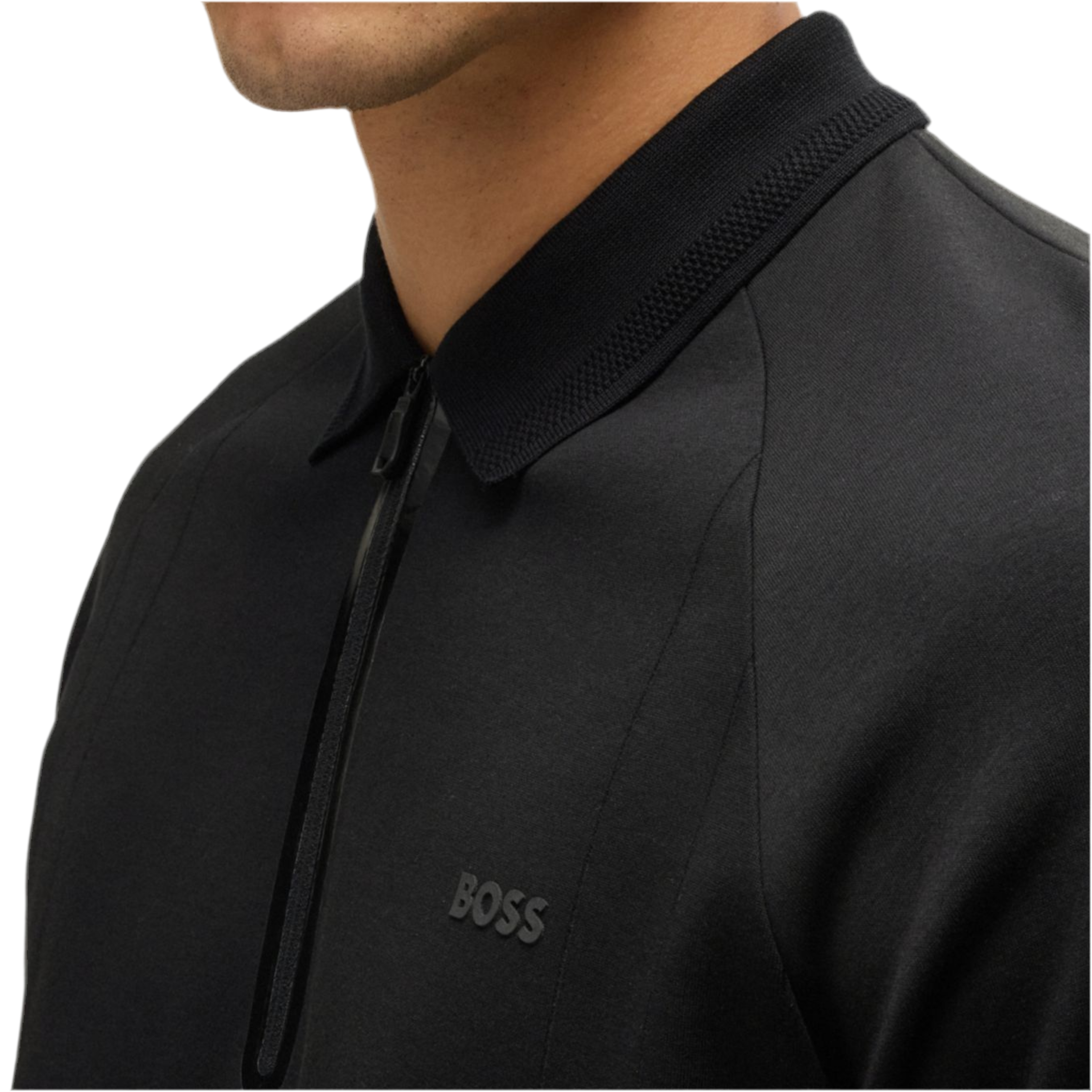 Hugo Boss Men Polo Shirt In Drop Needle - Black