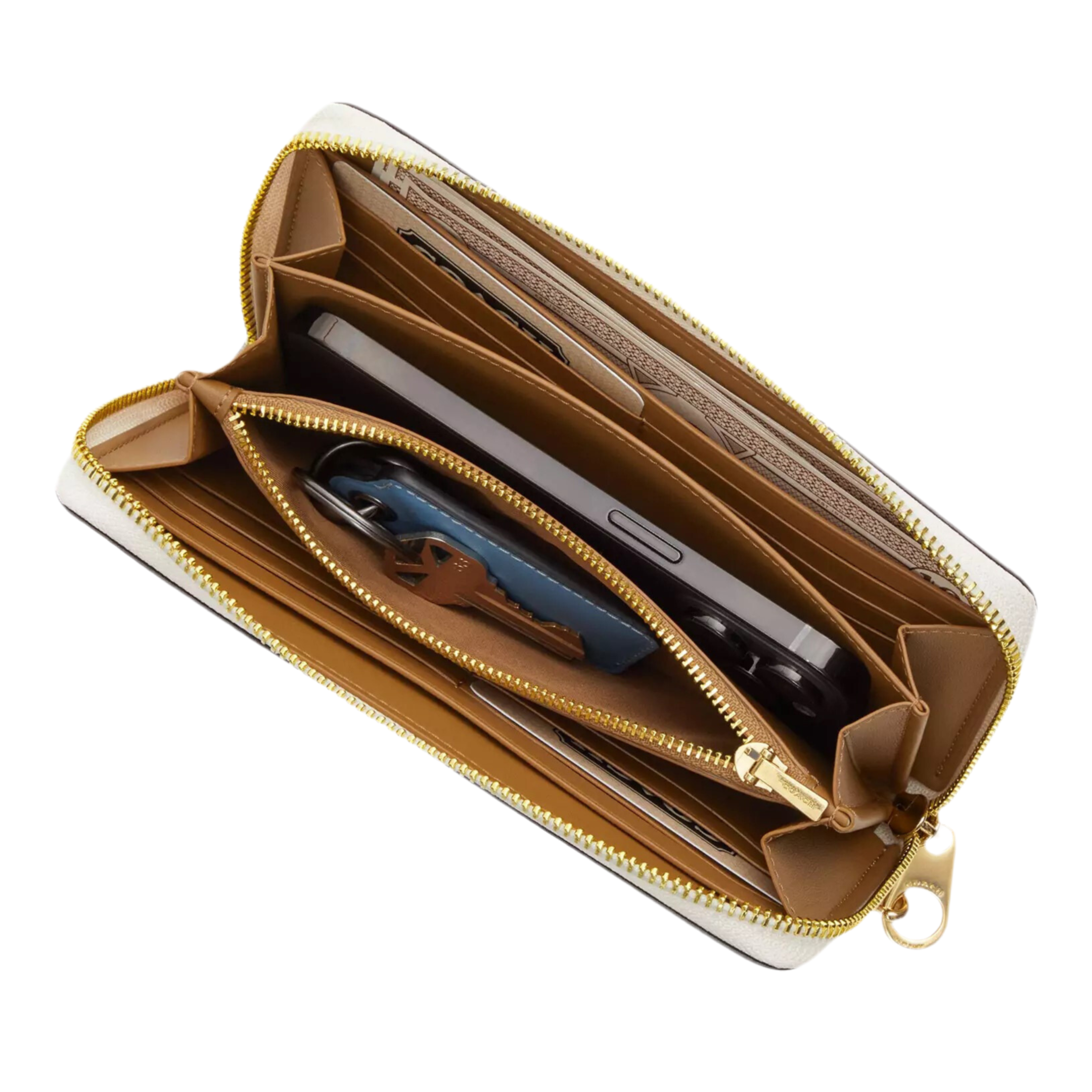 Coach Women Long Zip Around Wallet - Gold Black