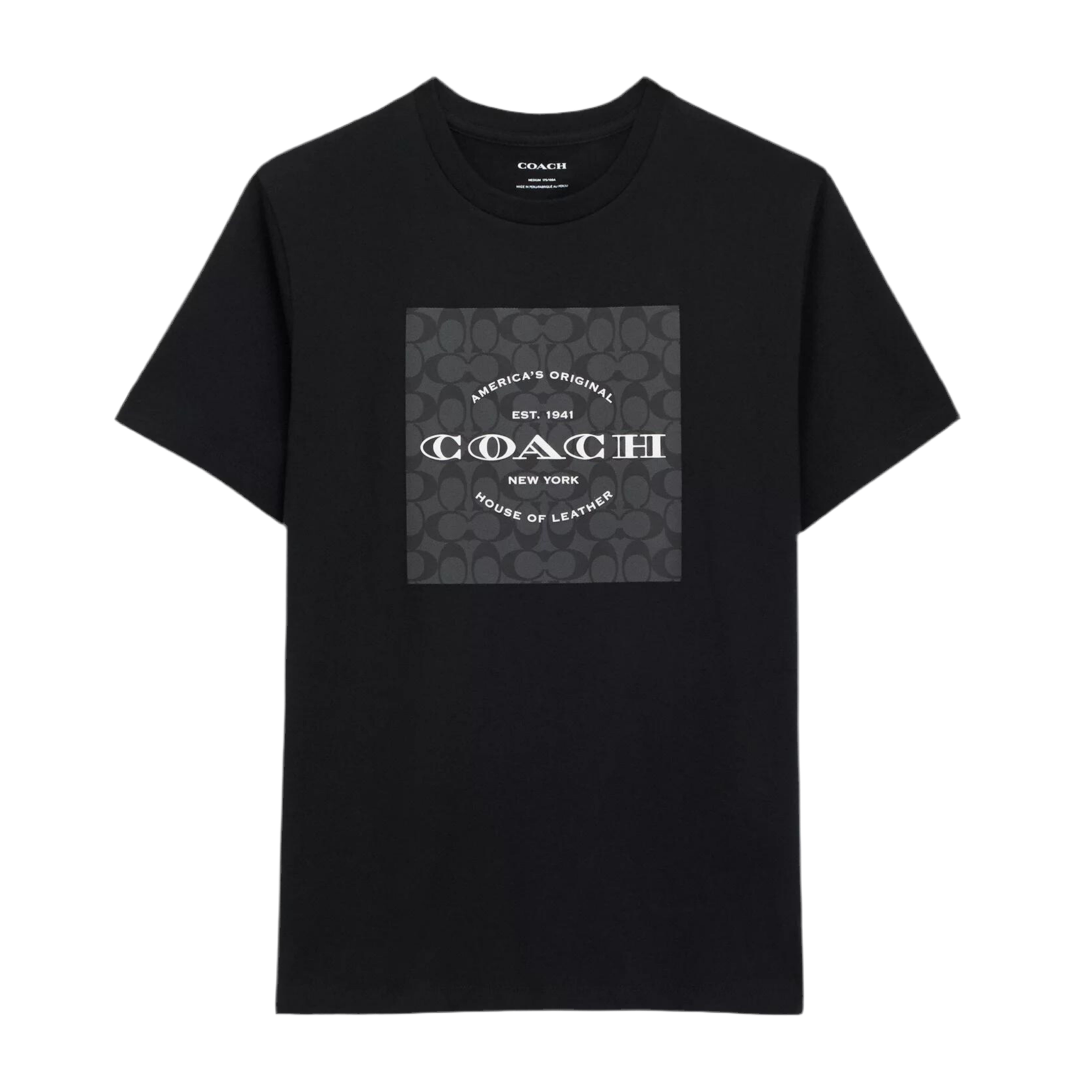Coach Men Signature Square T Shirt In Organic Cotton - Black