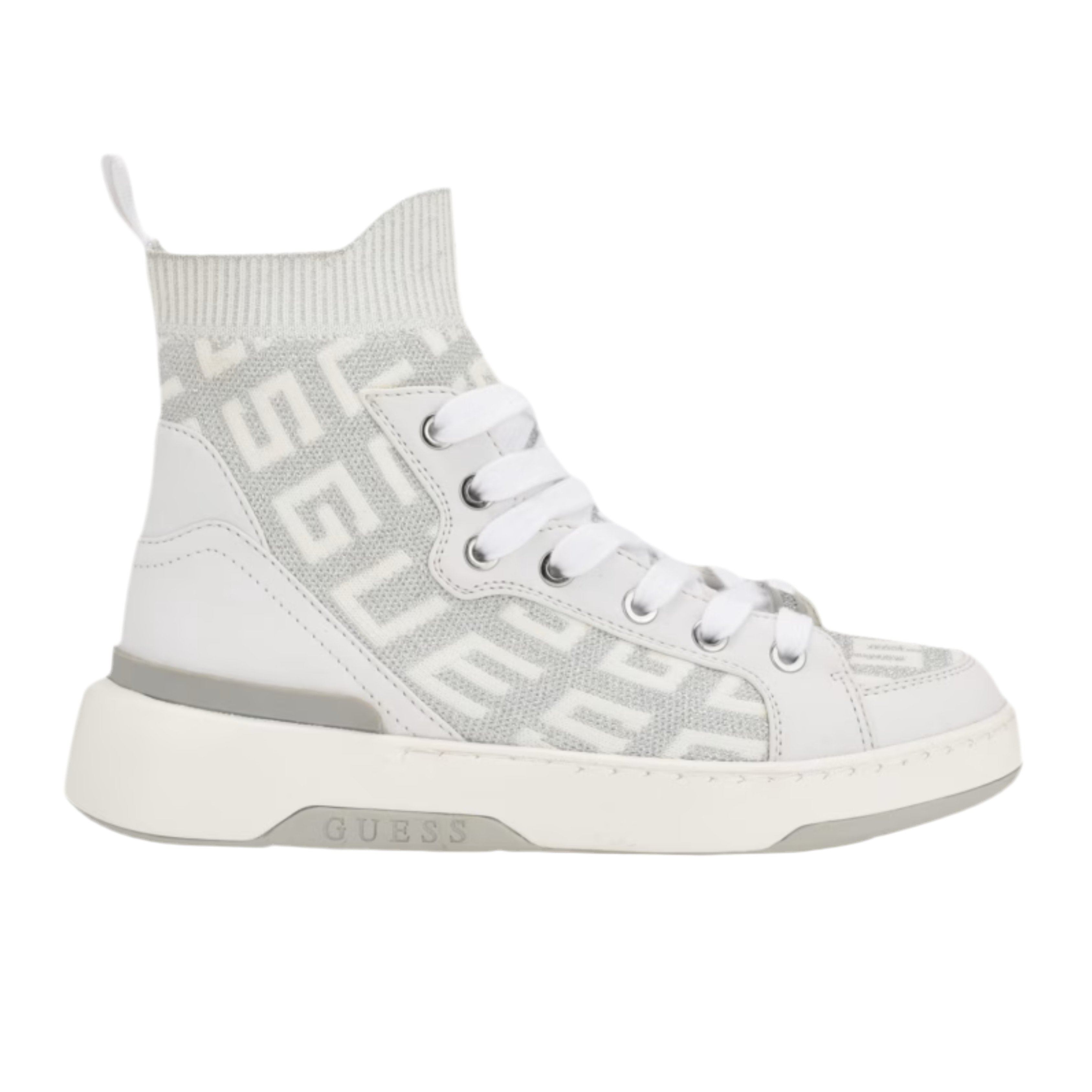 Guess Women Mannen Logo Knit High-Top Sneakers - Grey